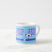 Greece Greek Flag with Soccer Ball Blue Background エスプレッソカップ (正面右)