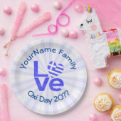 Greece Heart Flag Blue LOVE Personalized ペーパープレート (パーティー)