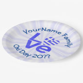 Greece Heart Flag Blue LOVE Personalized ペーパープレート (アングル)