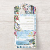 Greece | Illustrated Mediterranean Wedding  オールインワン招待状 (内側)