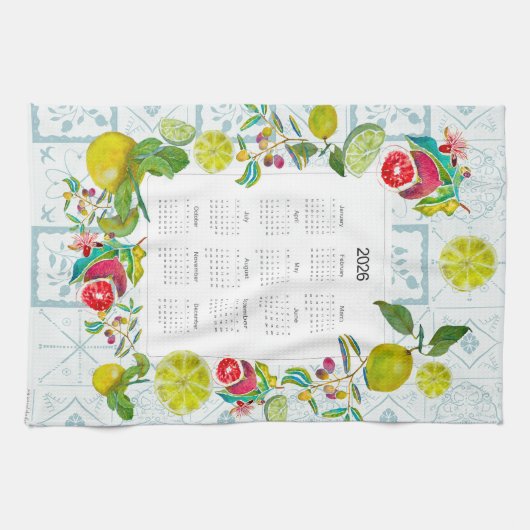 Greece Inspired 2026 Calendar Tea Towel キッチンタオル (横)
