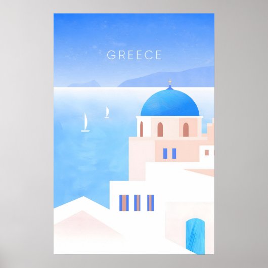 Greece Minimal Travel Poster ポスター (正面)