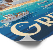 Greece Mykonos Illustration Travel Art Vintage ポスター (角)