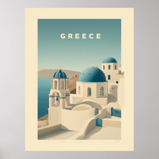Greece Santorini Travel Poster ポスター (正面)