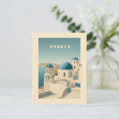 Greece Santorini Travel Poster ポストカード (スタンド正面)