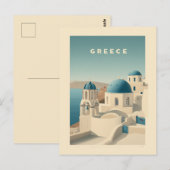 Greece Santorini Travel Poster ポストカード (正面/裏面)