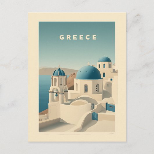 Greece Santorini Travel Poster ポストカード (正面)