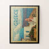Greece Santorini Vintage Travel ジグソーパズル (縦)