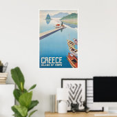 Greece Travel Poster Corfu Print Greek Art ポスター (ホームオフィス)
