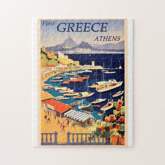 Greece Vintage Travel Poster ジグソーパズル (縦)