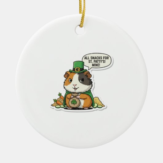 Greedy Guinea Pig Leprechaun St. Patrick’s Day セラミックオーナメント (正面)