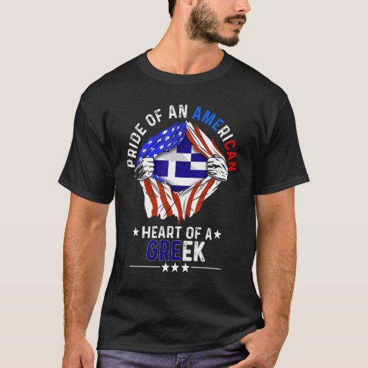 Greek American America Pride Foreign Country Greec Tシャツ (正面)