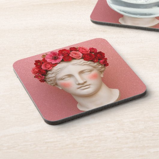 Greek ancient floral woman coaster. コースター (左側)