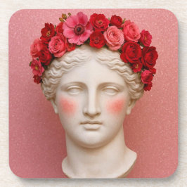 Greek ancient floral woman coaster. コースター