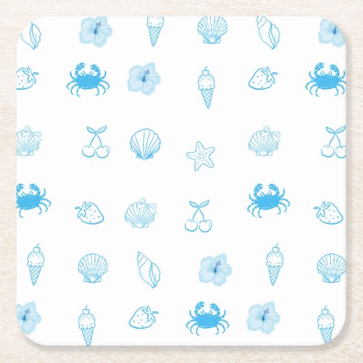 Greek Beach Minimalist スクエアペーパーコースター (正面)