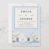 Greek Blue Destination Wedding | Elegant  招待状 (正面)