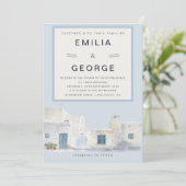 Greek Blue Destination Wedding | Elegant  招待状 (スタンド正面)