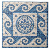 Greek Blue Mosaic – Mediterranean Ceramic Tile タイル (正面)