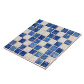 Greek Blue Mosaic Squares Ceramic Tile  タイル (側面)