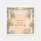 Greek Coastal Columns Baby Shower スタンダードカクテルナプキン (正面)