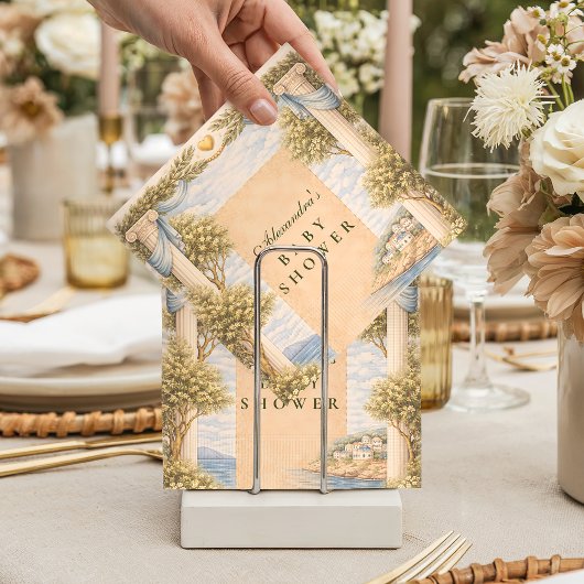 Greek Coastal Columns Baby Shower スタンダードカクテルナプキン