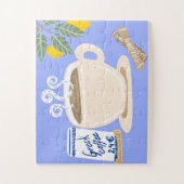 Greek Coffee & Lemon Branch Mediterranean Poster ジグソーパズル (縦)