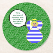 Greek Flag Angel Talking Blond Personalized  ラウンドペーパーコースター (正面)
