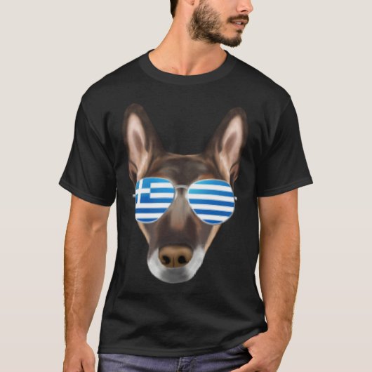 Greek Flag Belgian Malinoi Dog Greece Pocket Tシャツ (正面)
