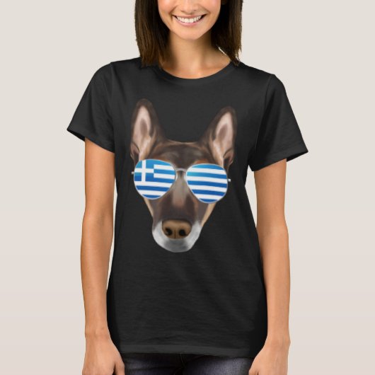 Greek Flag Belgian Malinoi Dog Greece Pocket Tシャツ (正面)