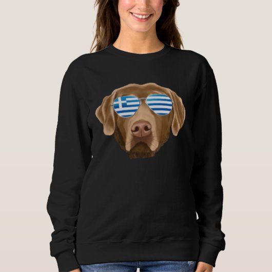 Greek Flag Chesapeake Bay Retriever Dog Greece Poc スウェットシャツ (正面)