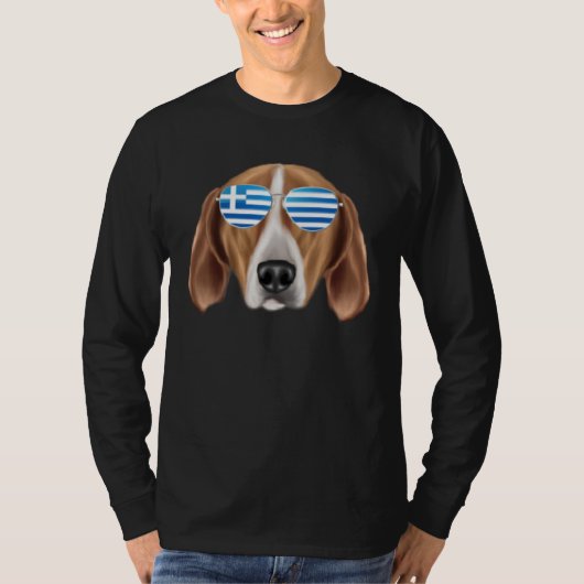 Greek Flag English Foxhound Dog Greece Pocket Tシャツ (正面)