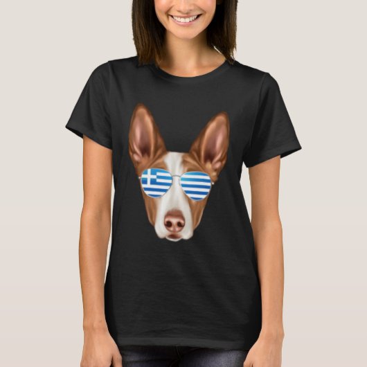 Greek Flag Ibizan Hound Dog Greece Pocket Tシャツ (正面)