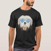 Greek Flag Lowchen Dog Greece Pocket Tシャツ (正面)