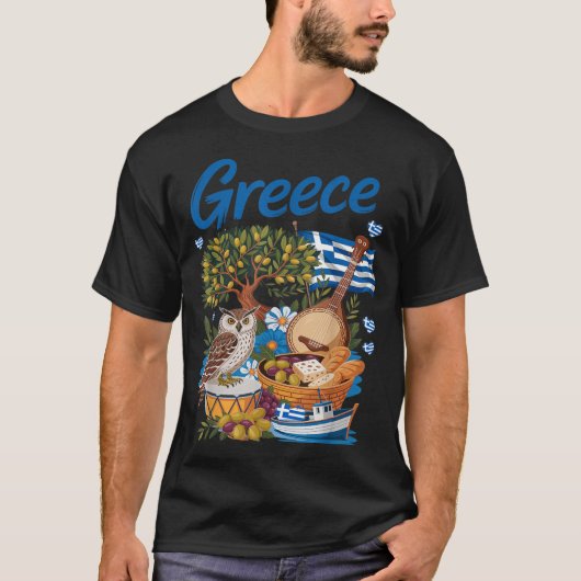 Greek Flag Outfit Idea for Kids with Hellenic Tシャツ (正面)