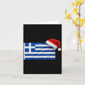 Greek Flag Santa Hat Funny Greece Christmas Holida カード (黄色い花)