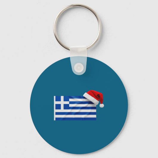 Greek Flag Santa Hat Funny Greece Christmas Holida キーホルダー (正面)