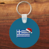 Greek Flag Santa Hat Funny Greece Christmas Holida キーホルダー (正面)