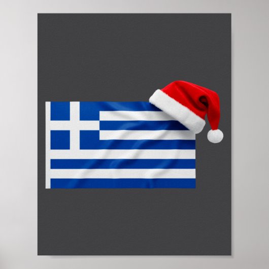 Greek Flag Santa Hat Funny Greece Christmas Holida ポスター (正面)