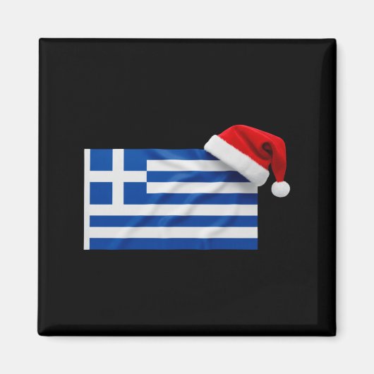 Greek Flag Santa Hat Funny Greece Christmas Holida マグネット (正面)