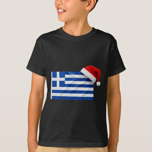 Greek Flag Santa Hat Funny Greece Christmas Holida Tシャツ (正面)