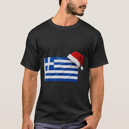 Greek Flag Santa Hat Funny Greece Christmas Holida Tシャツ (正面)