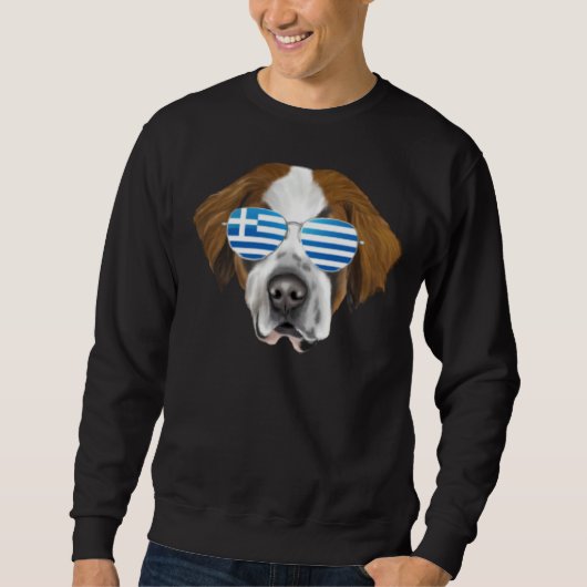 Greek Flag St Bernard Dog Greece Pocket スウェットシャツ (正面)