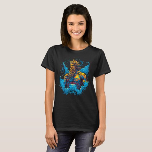 Greek God Poseidon Greek Mythology Neptune Tシャツ (正面フル)