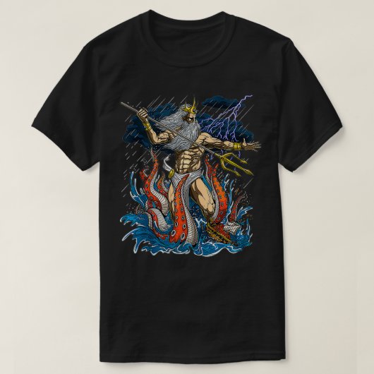 Greek God Poseidon Trident Ancient Greek Mythology Tシャツ (デザイン正面)