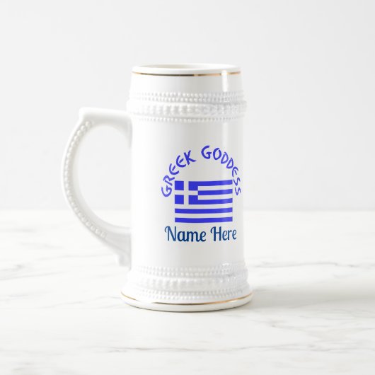 Greek Goddess and Flag of Greece ビールジョッキ (左)