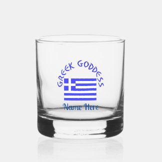 Greek Goddess and Flag of Greece Personalized  ウイスキーグラス