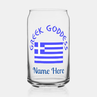 Greek Goddess and Flag of Greece Personalized  ガラス缶