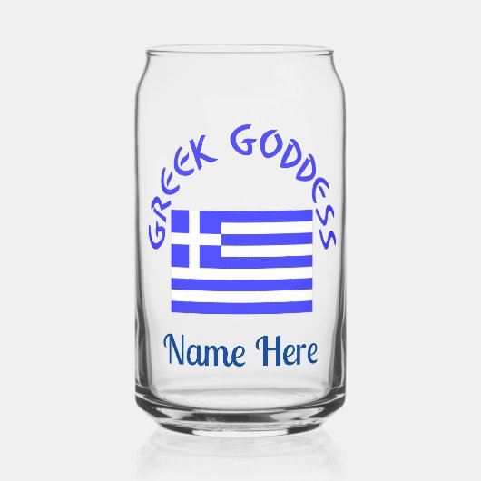 Greek Goddess and Flag of Greece Personalized  ガラス缶 (正面)