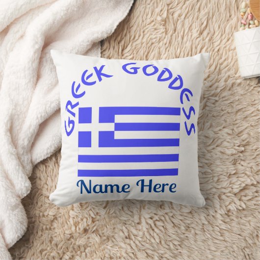 Greek Goddess and Flag of Greece Personalized  クッション (ブランケット)