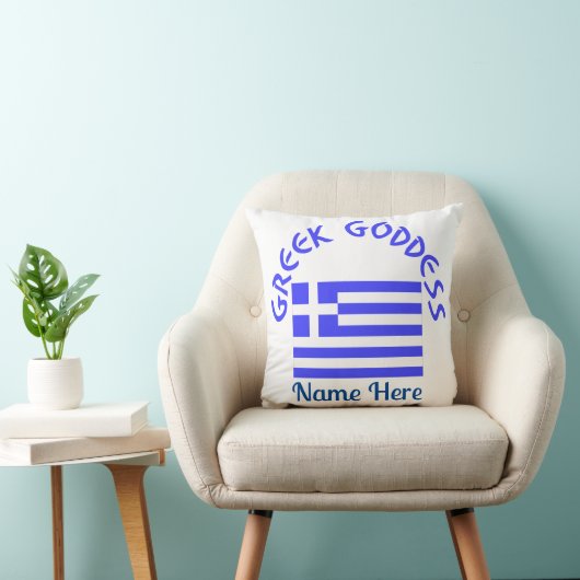 Greek Goddess and Flag of Greece Personalized  クッション (椅子)